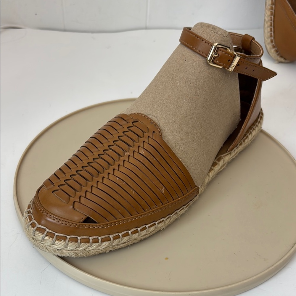DV by Dolce Vita Brown Espadrilles Closed Toe Huarache Woven Leather Shoes Sz 10